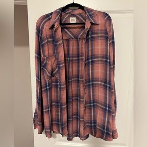 Urban Outfitters BDG Lightweight Flannel Shirt Pink & Blue Size L